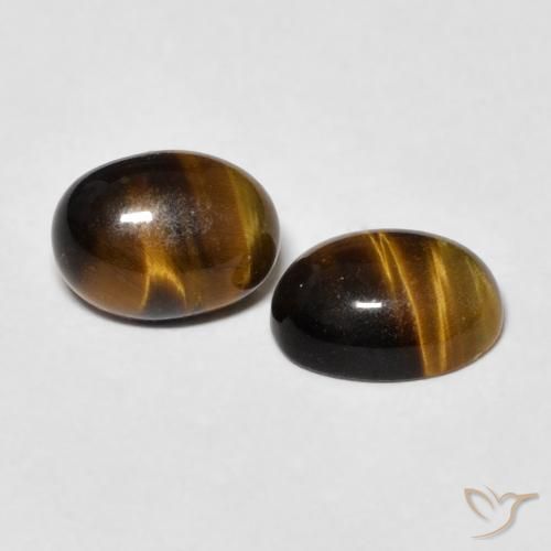 2.59 ctw Brown Tiger's Eye Stones, Natural Tiger's Eye in Oval Cabochon Shape for Sale