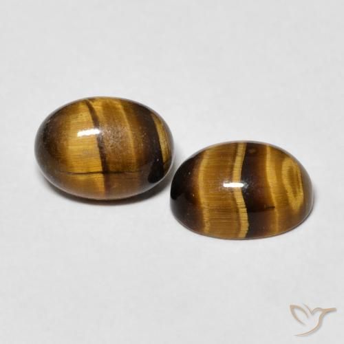 2.69 ctw Brown Tiger's Eye Stones, Natural Tiger's Eye in Oval Cabochon Shape for Sale