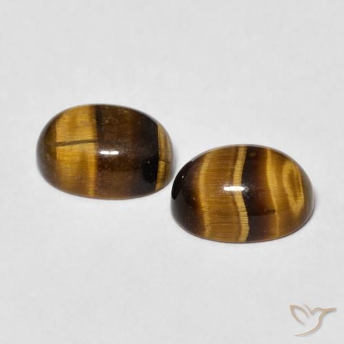 Tiger's Eye Gemstones in 8 x 6 mm (calibrated) Size for Sale, Tiger's Eye Stones in Medium Dark-Brown Color