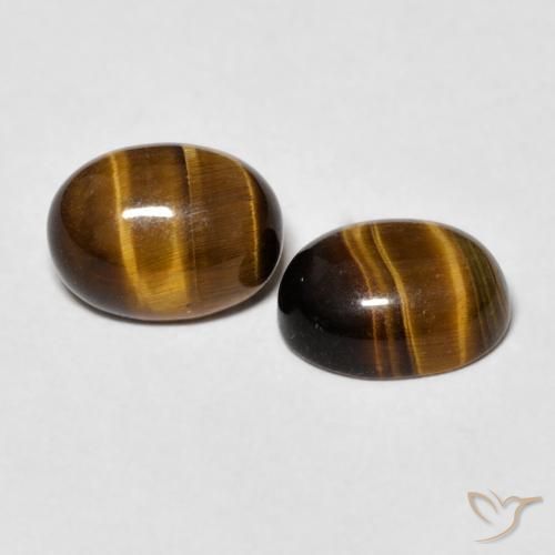 2.72 ctw Brown Tiger's Eye Stones, Natural Tiger's Eye in Oval Cabochon Shape for Sale