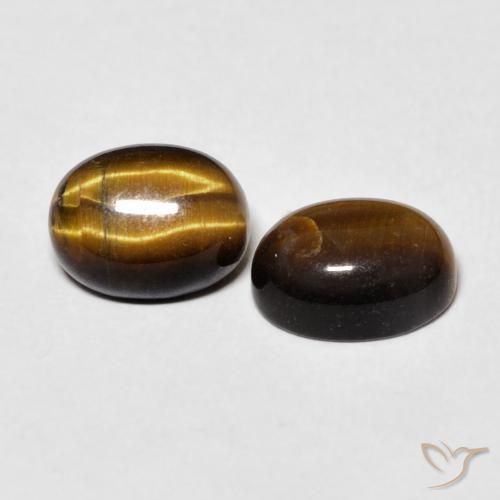 3.01 ctw Brown Tiger's Eye Stones, Natural Tiger's Eye in Oval Cabochon Shape for Sale