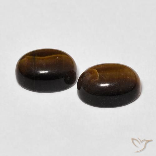 Tiger's Eye Gemstones in 8 x 6 mm (calibrated) Size for Sale, Tiger's Eye Stones in Medium Dark-Brown Color