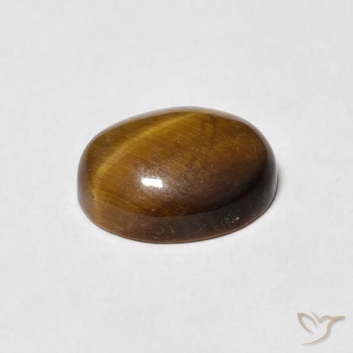 Tiger's Eye Gemstone in 10 x 8 mm (calibrated) Size for Sale, Tiger's Eye Stone in Yellowish Brown Color