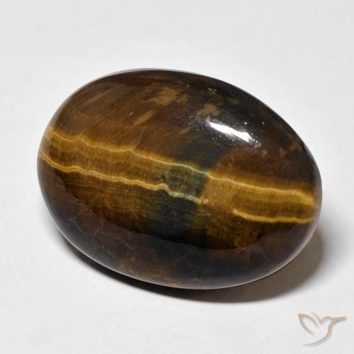 25.59 ct Brown Tiger's Eye Stone, Natural Tiger's Eye in Oval Cabochon Shape for Sale