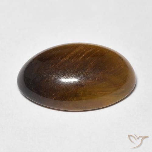 Tiger's Eye Gemstone in 18 x 13 mm (calibrated) Size for Sale, Tiger's Eye Stone in Yellowish Brown Color