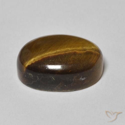Tiger's Eye Gemstone in 14 x 10 mm (calibrated) Size for Sale, Tiger's Eye Stone in Medium Light-Brown Color