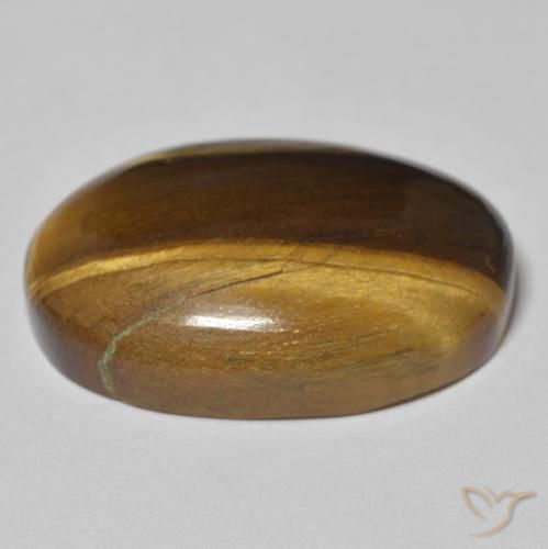 Tiger's Eye Gemstone in 25 x 18 mm (calibrated) Size for Sale, Tiger's Eye Stone in Yellowish Brown Color