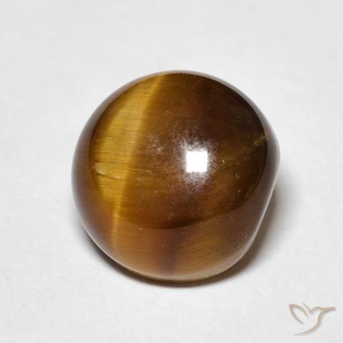 4.24 ct Brown Tiger's Eye Stone, Natural Tiger's Eye in Round Cabochon Shape for Sale