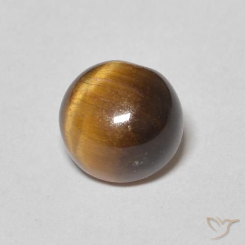 1.32 ct Brown Tiger's Eye Stone, Natural Tiger's Eye in Round Cabochon Shape for Sale