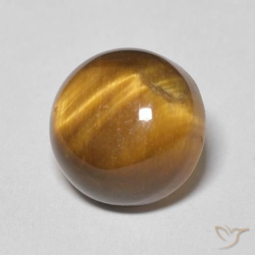 4.47 ct Brown Tiger's Eye Stone, Natural Tiger's Eye in Round Cabochon Shape for Sale