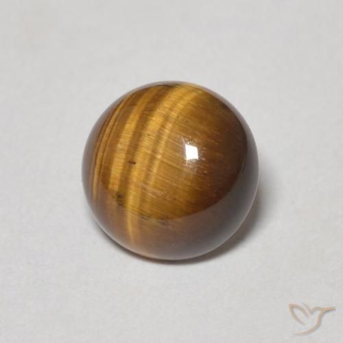 1.24 ct Brown Tiger's Eye Stone, Natural Tiger's Eye in Round Cabochon Shape for Sale