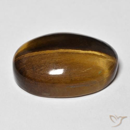 Tiger's Eye Gemstone in 22.3 x 16.2 mm Size for Sale, Tiger's Eye Stone in Yellowish Brown Color