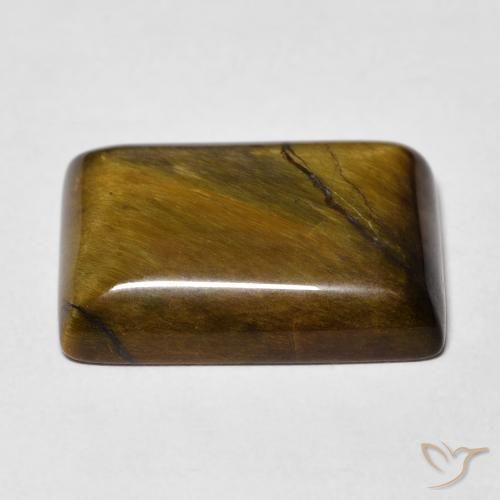 Tiger's Eye Gemstone in 18 x 13 mm (calibrated) Size for Sale, Tiger's Eye Stone in Yellowish Brown Color
