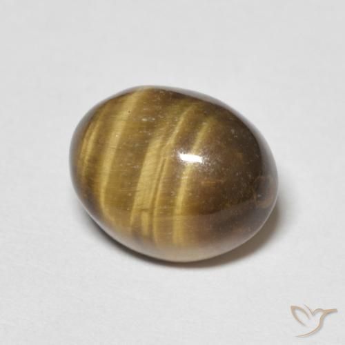 4.09 ct Brown Tiger's Eye Stone, Natural Tiger's Eye in Oval Cabochon Shape for Sale