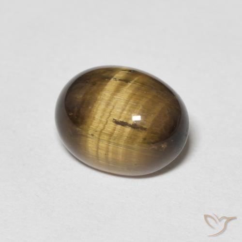 1.97 ct Brown Tiger's Eye Stone, Natural Tiger's Eye in Oval Cabochon Shape for Sale