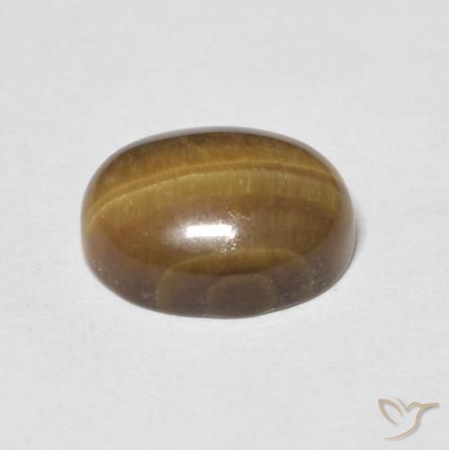 Tiger's Eye Gemstone in 10 x 8 mm (calibrated) Size for Sale, Tiger's Eye Stone in Yellowish Brown Color