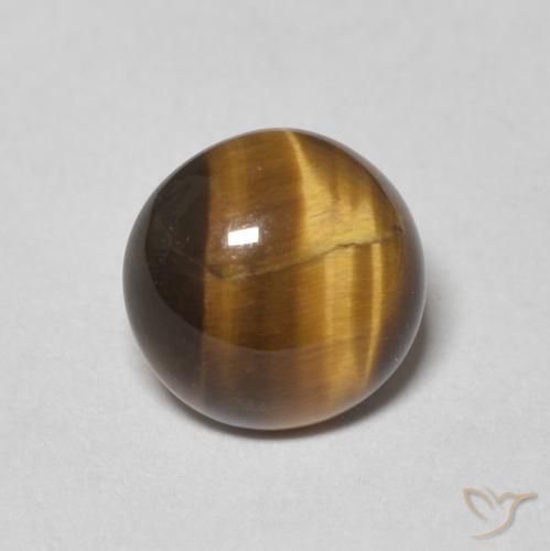 1.64ct Natural Yellowish Brown Tiger's Eye, Round, Opaque