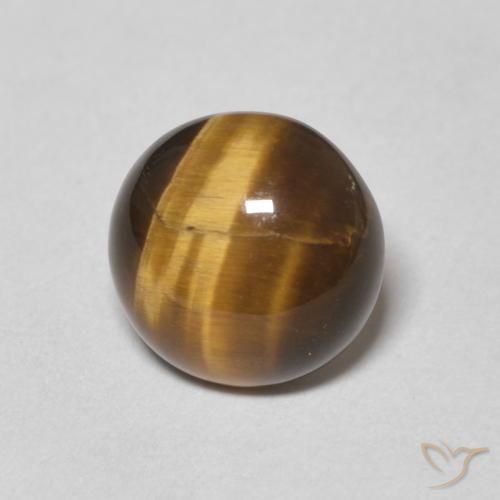 1.64 ct Brown Tiger's Eye Stone, Natural Tiger's Eye in Round Cabochon Shape for Sale