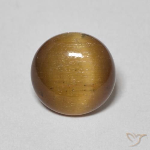 1.54ct Natural Yellowish Brown Tiger's Eye, Round, Opaque