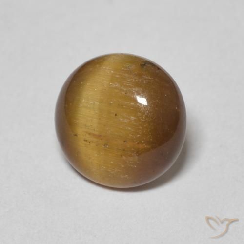 1.54 ct Brown Tiger's Eye Stone, Natural Tiger's Eye in Round Cabochon Shape for Sale