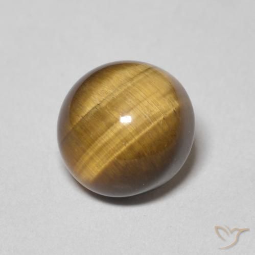 2.44 ct Brown Tiger's Eye Stone, Natural Tiger's Eye in Round Cabochon Shape for Sale
