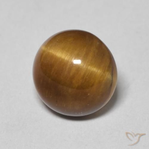2.17 ct Brown Tiger's Eye Stone, Natural Tiger's Eye in Round Cabochon Shape for Sale