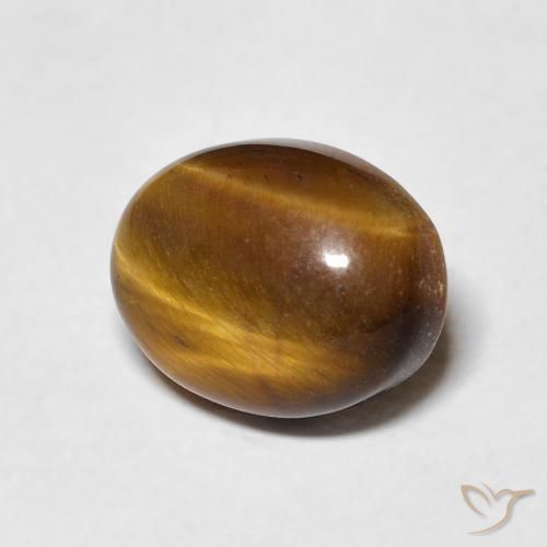 3.09 ct Brown Tiger's Eye Stone, Natural Tiger's Eye in Oval Cabochon Shape for Sale