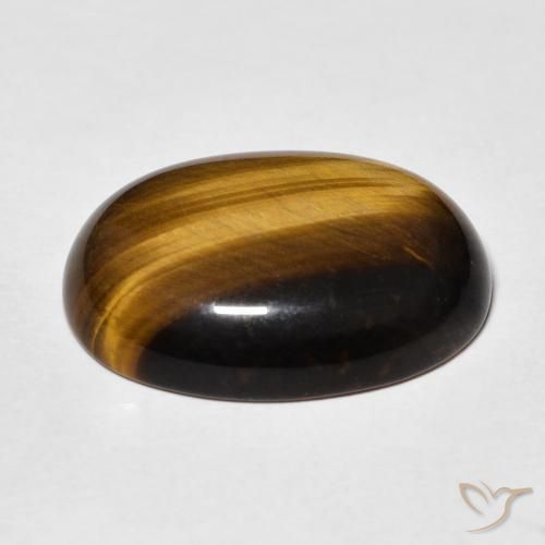 Tiger's Eye Gemstone in 20 x 15 mm (calibrated) Size for Sale, Tiger's Eye Stone in Medium Dark-Brown Color