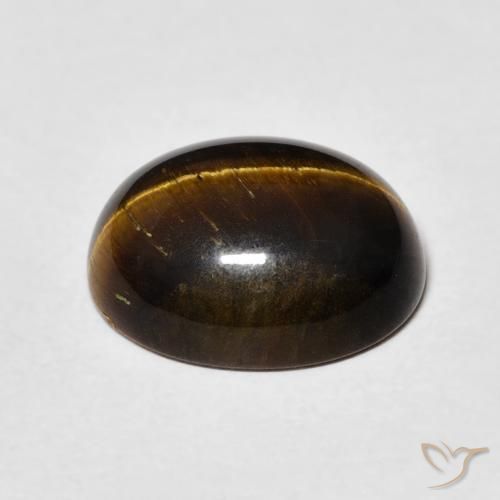 Tiger's Eye Gemstone in 12 x 10 mm (calibrated) Size for Sale, Tiger's Eye Stone in Medium Dark-Brown Color