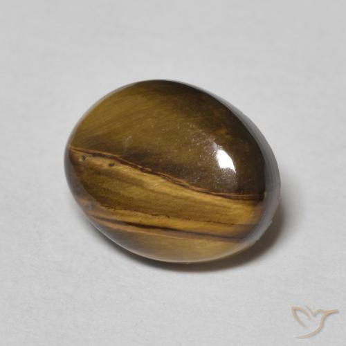 3.27 ct Brown Tiger's Eye Stone, Natural Tiger's Eye in Oval Cabochon Shape for Sale