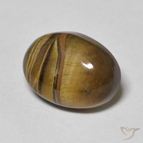 6.95 ct Brown Tiger's Eye Stone, Natural Tiger's Eye in Oval Cabochon Shape for Sale