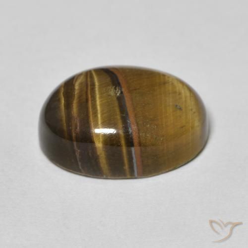 Tiger's Eye Gemstone in 14 x 10 mm (calibrated) Size for Sale, Tiger's Eye Stone in Yellowish Brown Color