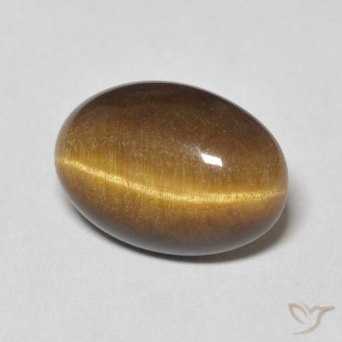 5.56 ct Brown Tiger's Eye Stone, Natural Tiger's Eye in Oval Cabochon Shape for Sale