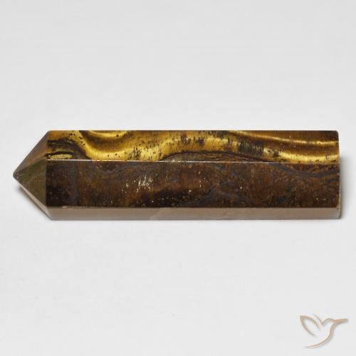 Tiger's Eye Gemstone in 37.9 x 10.8 mm Size for Sale, Tiger's Eye Stone in Yellowish Brown Color