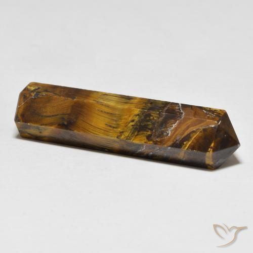 Tiger's Eye Gemstone in 37.3 x 10.1 mm Size for Sale, Tiger's Eye Stone in Medium Dark-Brown Color