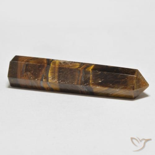 Tiger's Eye Gemstone in 40.9 x 9.5 mm Size for Sale, Tiger's Eye Stone in Yellowish Brown Color