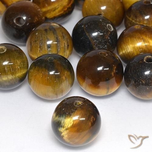 12.53 ct Brown Tiger's Eye Stone, Natural Tiger's Eye in Drilled Sphere Shape for Sale