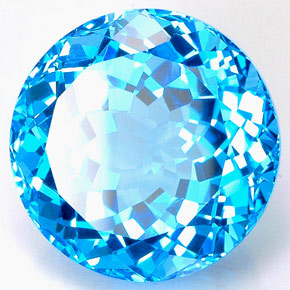 35.67 ct Blue Topaz Stone, Natural Topaz in Round Facet Shape for Sale