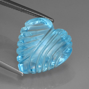 27.79 ct Blue Topaz Stone, Natural Topaz in Carved Heart Shape for Sale