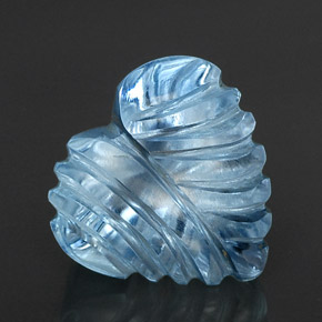 21.42 ct Blue Topaz Gemstone, Topaz Gem in Carved Heart Shape for Sale.