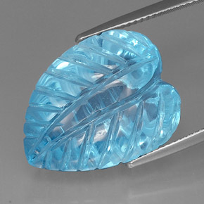 39.36 ct Blue Topaz Stone, Natural Topaz in Carved Leaf Shape for Sale