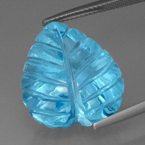 35.24 ct Blue Topaz Stone, Natural Topaz in Carved Leaf Shape for Sale
