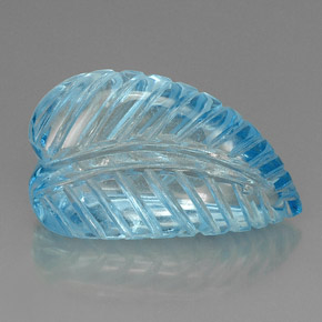 44.87 ct Blue Topaz Stone, Natural Topaz in Carved Leaf Shape for Sale