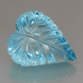 37.46 ct Blue Topaz Gemstone, Topaz Gem in Carved Leaf Shape for Sale.