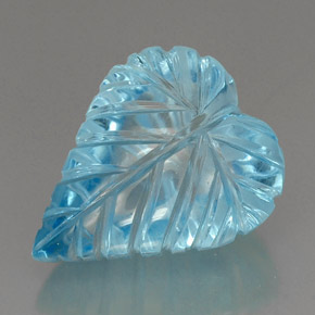 37.46 ct Blue Topaz Stone, Natural Topaz in Carved Leaf Shape for Sale