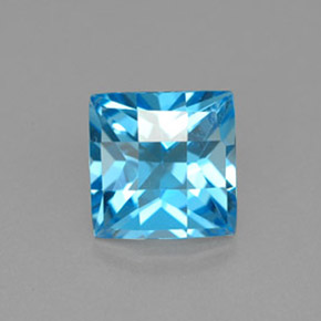 3.20 ct Blue Topaz Gemstone, Topaz Gem in Square Checkerboard Shape for Sale.