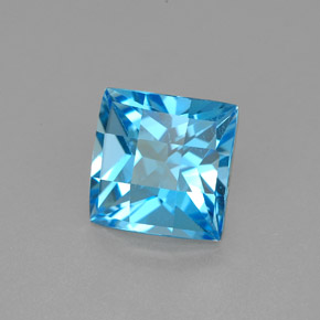 3.20 ct Blue Topaz Stone, Natural Topaz in Square Checkerboard Shape for Sale