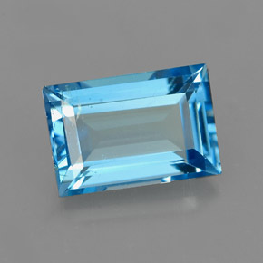 2.17 ct Blue Topaz Gemstone, Topaz Gem in Baguette Facet Shape for Sale.