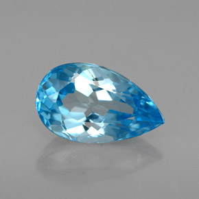 2.40 ct Blue Topaz Gemstone, Topaz Gem in Pear Facet Shape for Sale.