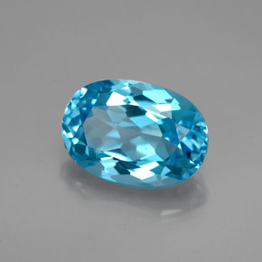 2.17 ct Blue Topaz Stone, Natural Topaz in Oval Facet Shape for Sale